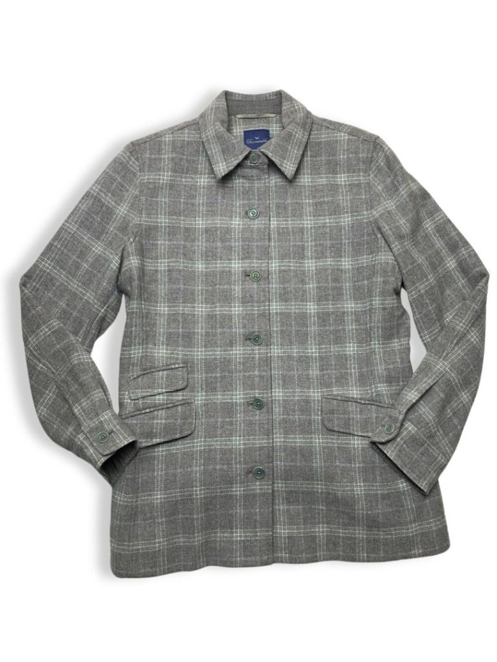 Faconnable Gray Plaid Jacket Button-Up Blazer Size S